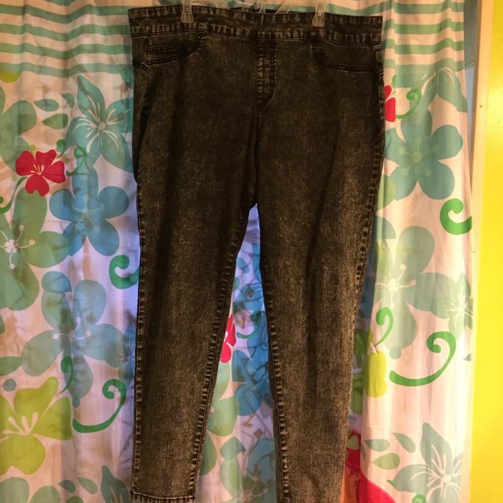 Black acid wash Jeggings